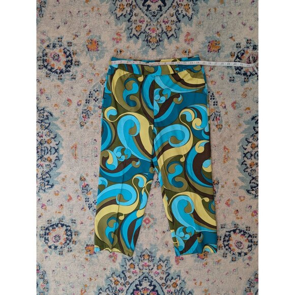 Vintage‎ Y2K Talbots Turquoise and Brown Retro Swirl Print Pants - Size 6 - Picture 4 of 9